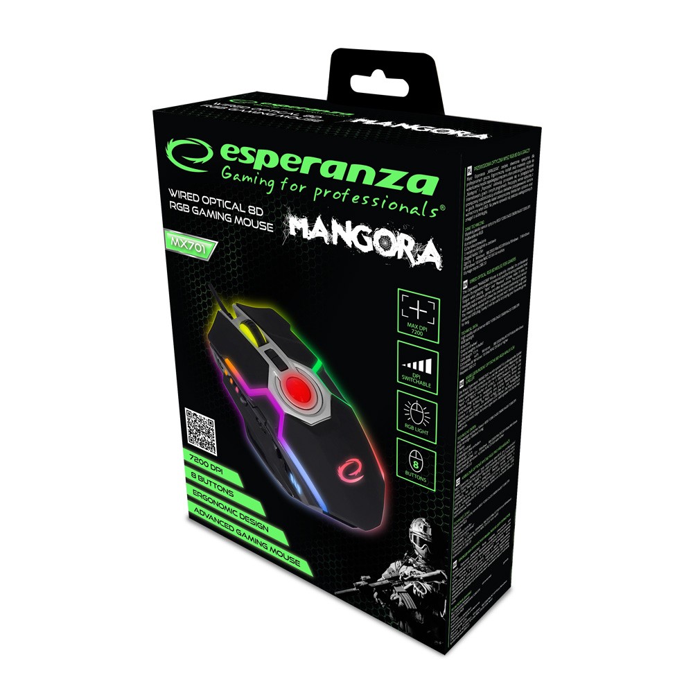 Optinė pelė esperanza egm211r mouse right-hand usb type-a optical 2400 dpi