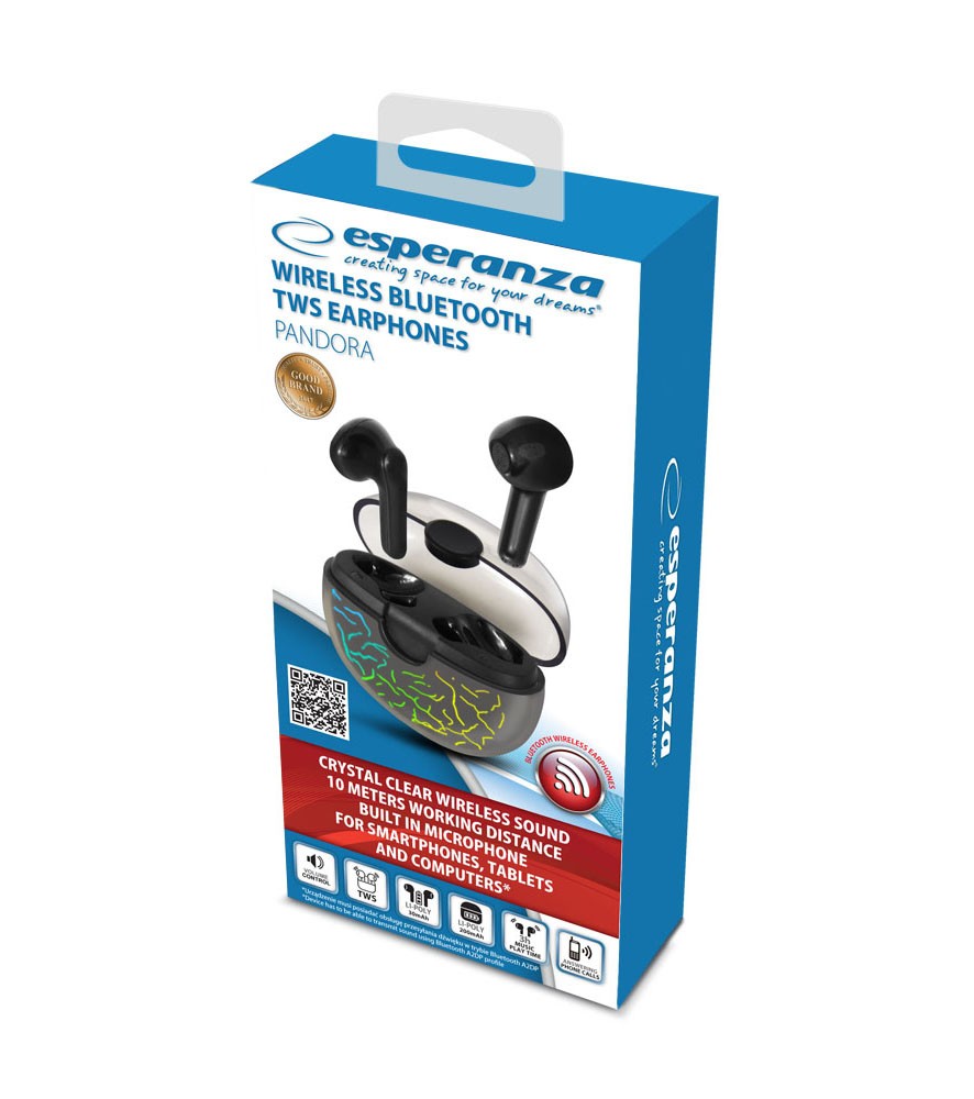 Pandora belaidės in-ear ausinės tws (bluetooth, stereo, mikrofonas, juoda)