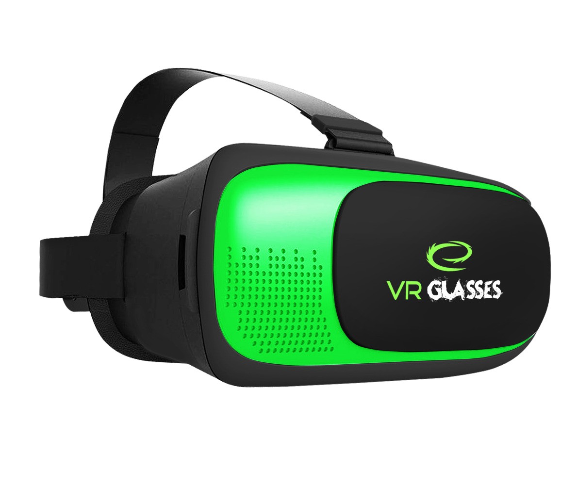 Virtualios realybės 3D akiniai Esperanza EGV300R, skirti  3.5” - 6” išmaniesiems telefonams, su kompiuterinių žaidimų valdymo pultu, juodi/žali