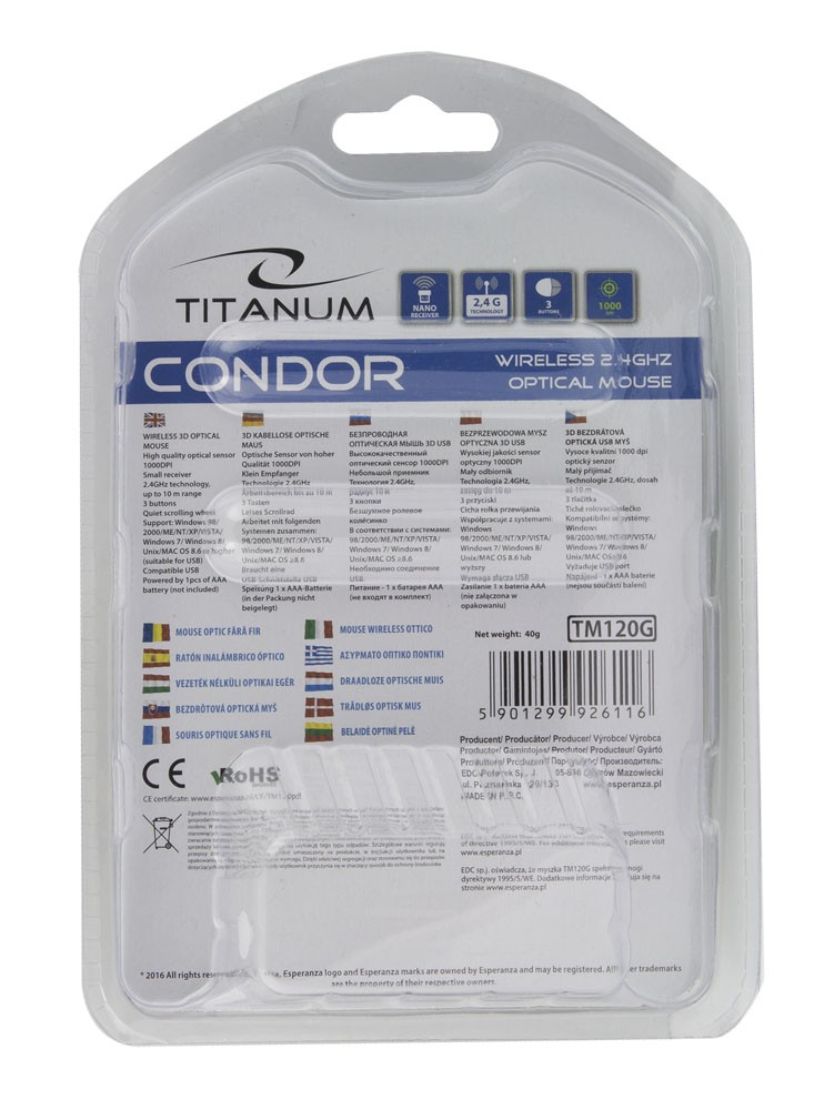 Belaidė pelė Esperanza Condor TM120, žalia