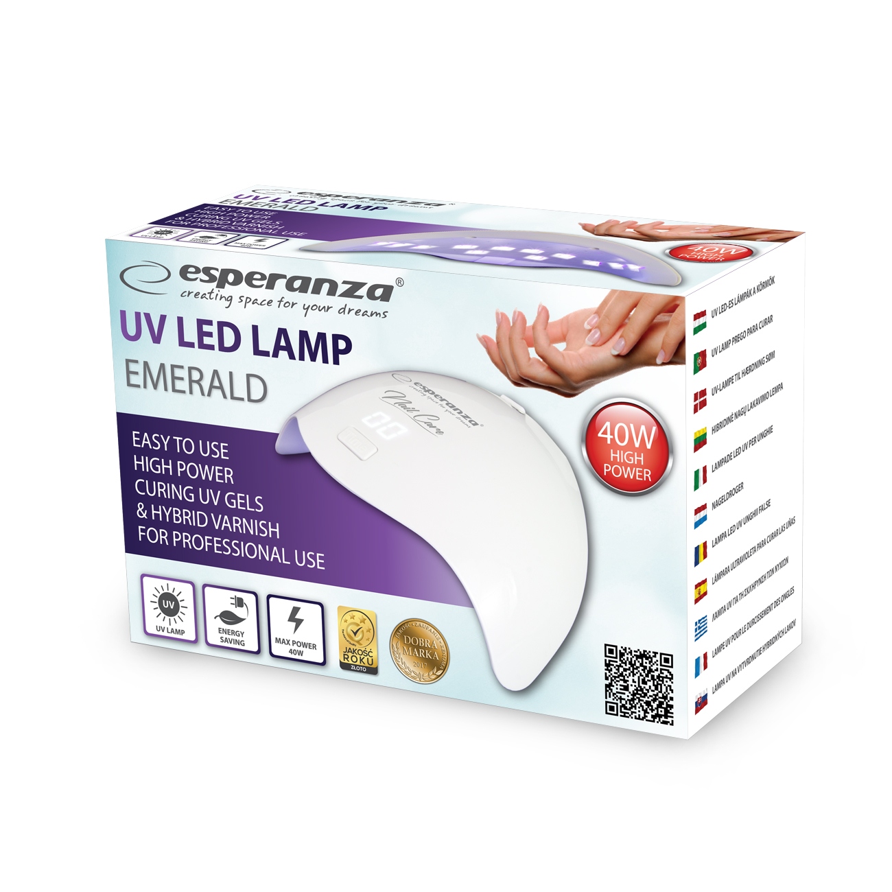 Profesionali nagų lempa esperanza emerald uv led