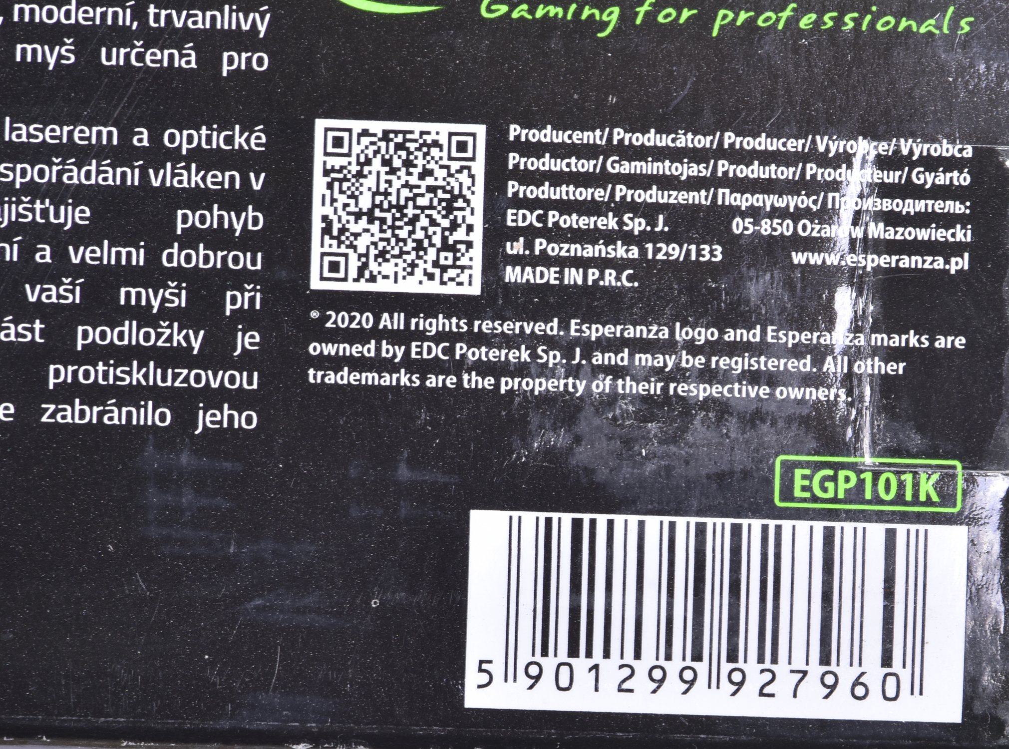 Pelės kilimėlis Esperanza EGP101K, juodas