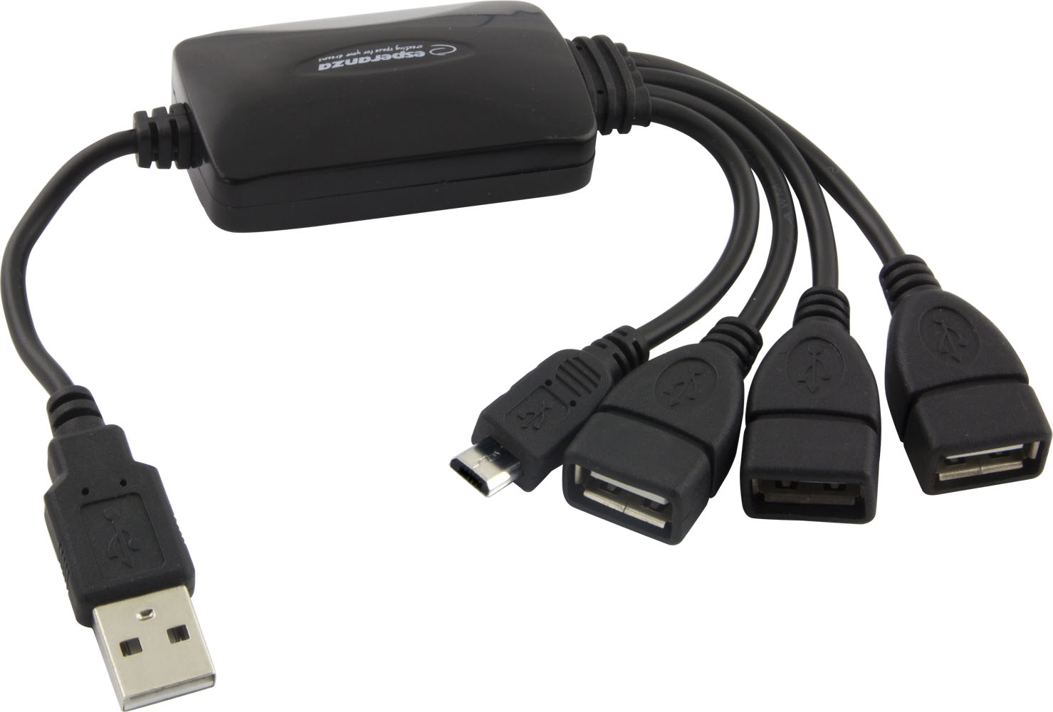 Esperanza ea158 šakotuvas 4 jungtys usb2.0 - 3 x usb, 1 x microusb.