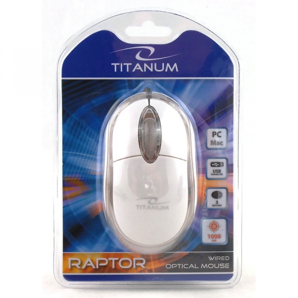 Laidinė pelė titanum tm102w, balta