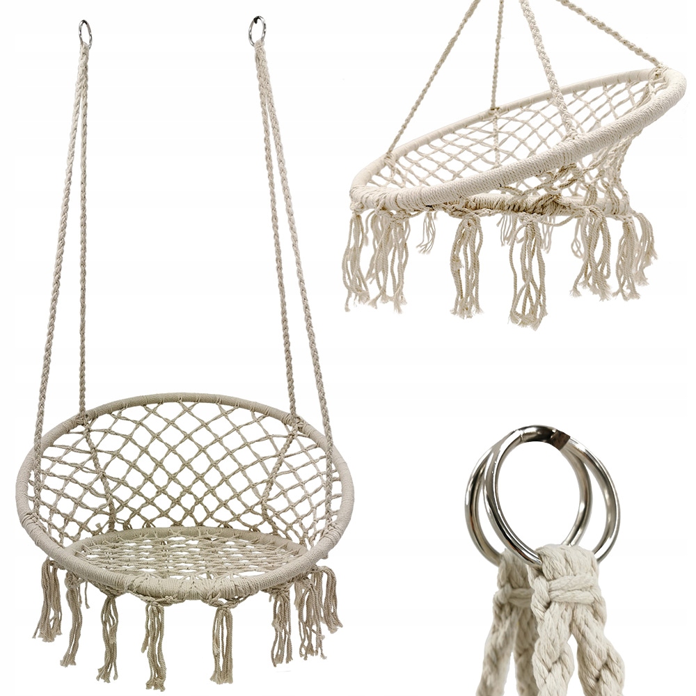Gandralizdo sūpynės pakabinama kėdė BOHO 82 cm 120 kg ekru