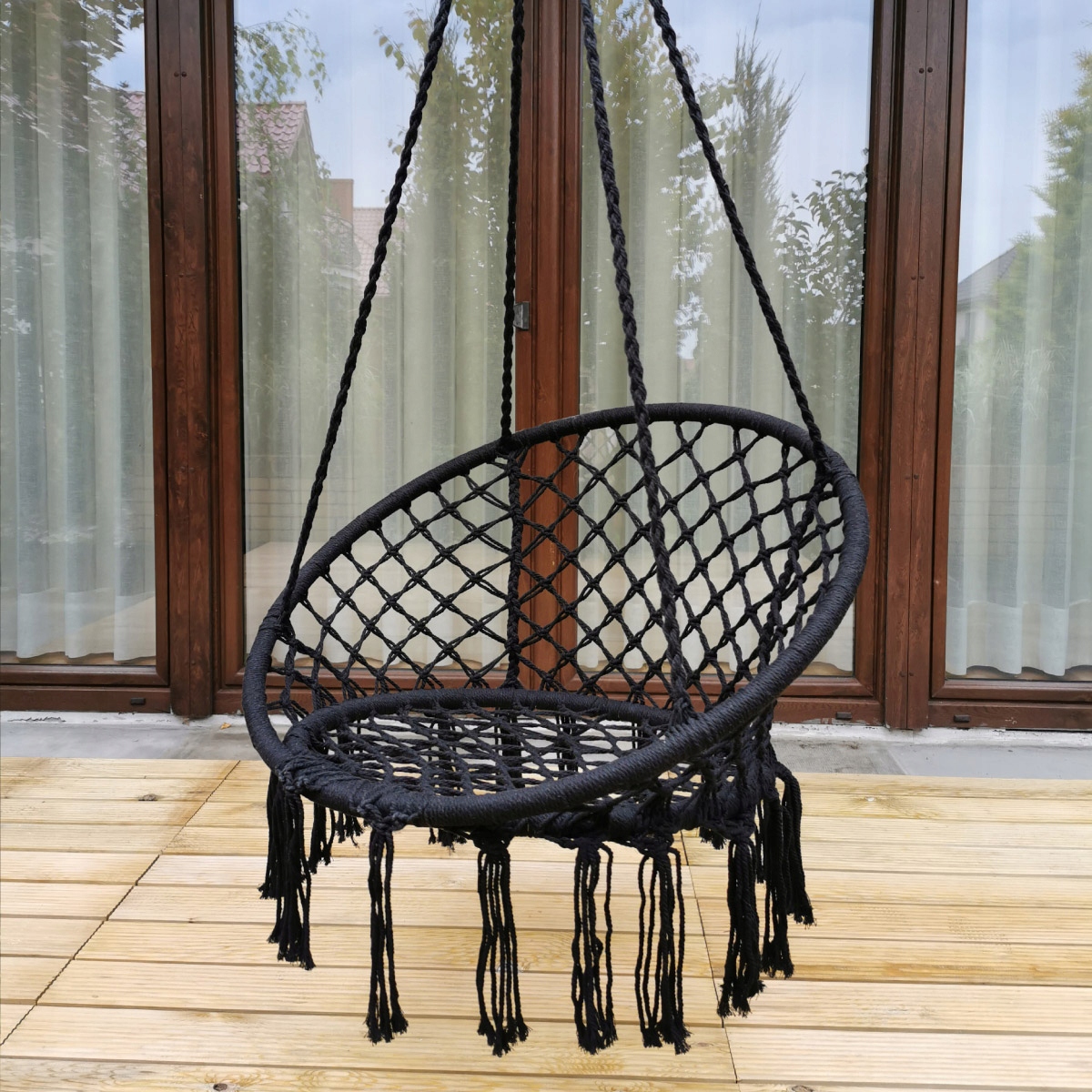 Gandralizdo sūpynės pakabinama kėdė BOHO 82 cm 120 kg juoda