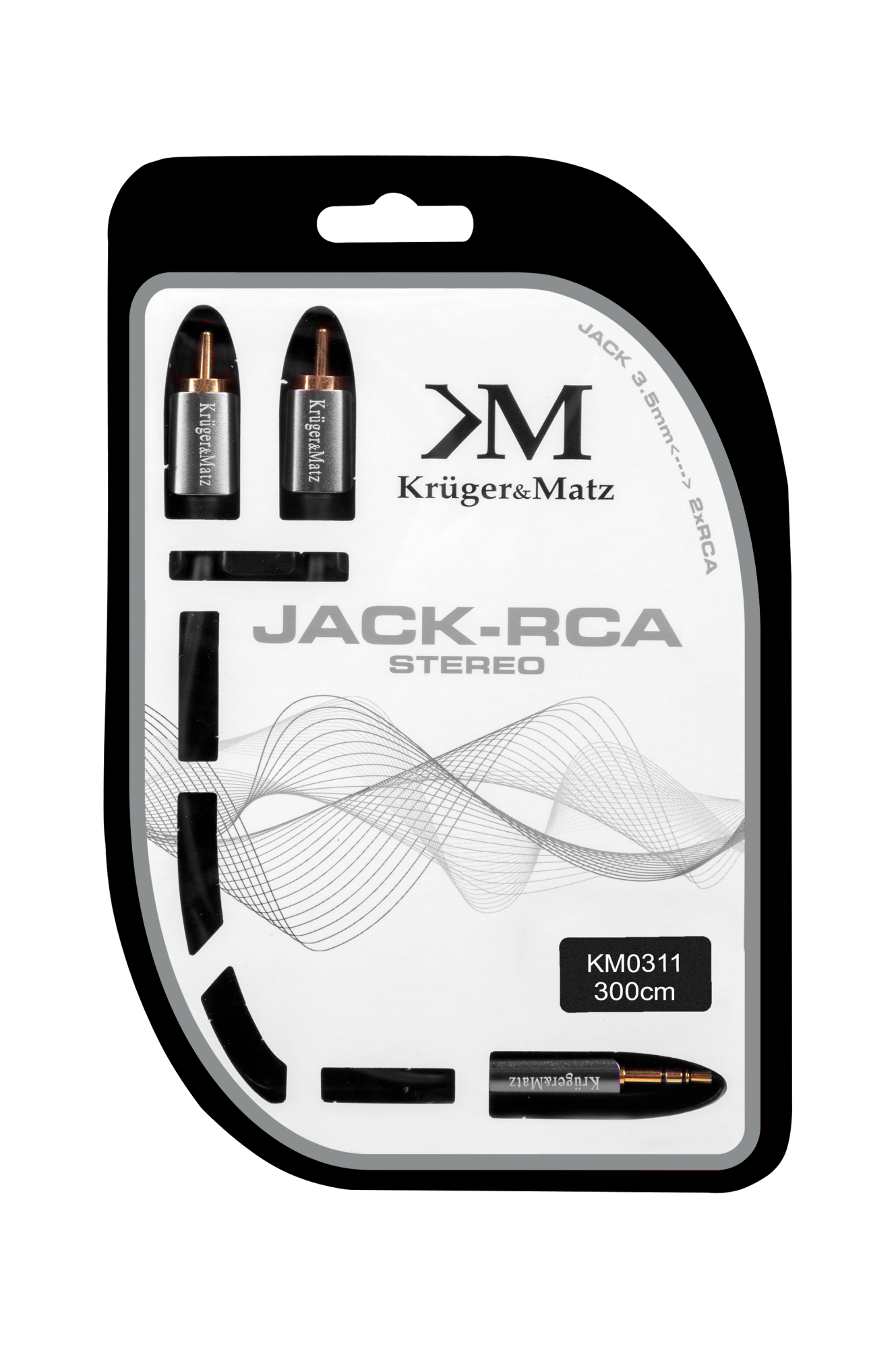 Audio laidas kabelio lizdas 3,5 - 2rca stereo 3,0 m kruger&matz