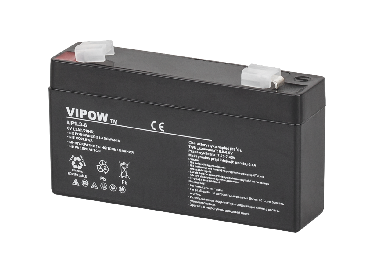 Švino akumuliatorius vipow lp1.3-6, 1.3ah 6v