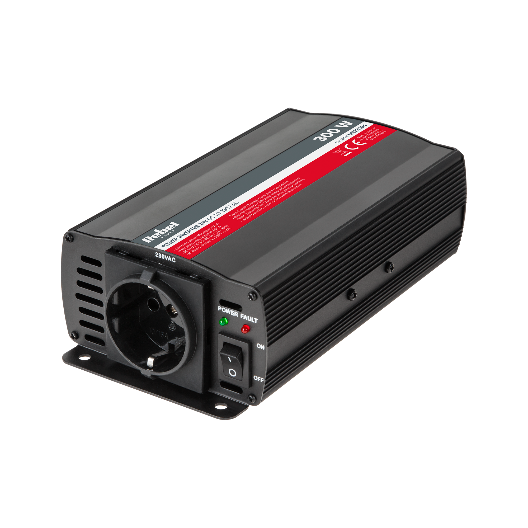 Įtampos keitiklis 24v/230v 300w su vokišku lizdu