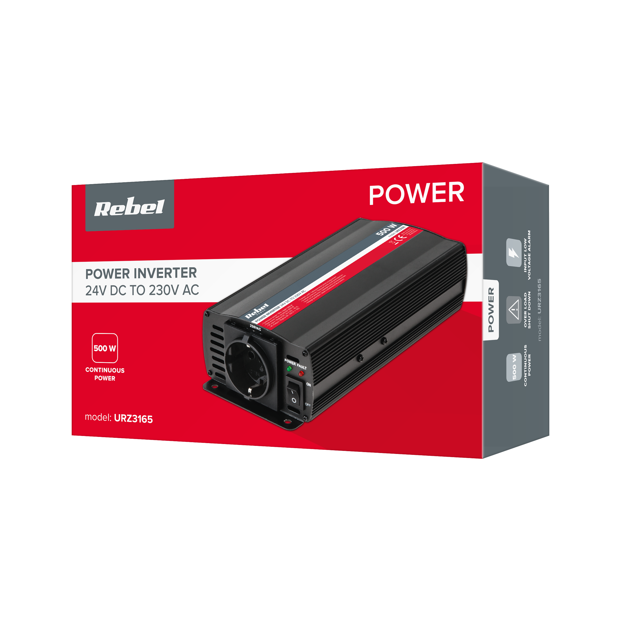 Rebel 24v/230v 500w inverteris (f:vokiškas lizdas)
