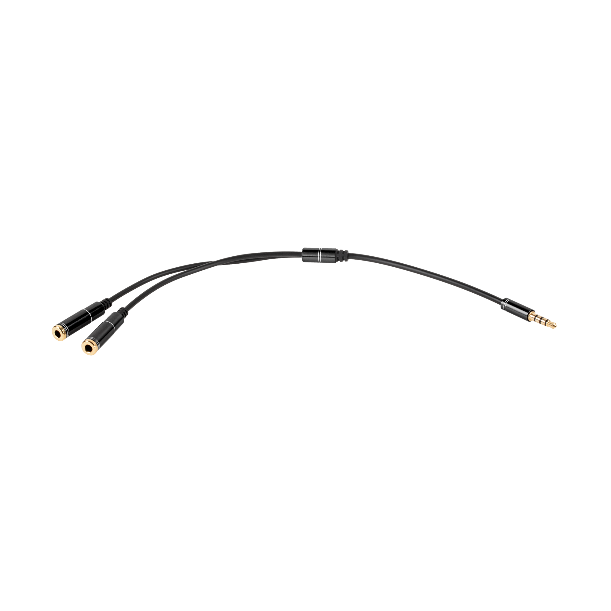 Audio laidas adapterio masė jack 3.5 4pol-2xjack 3.5 stereo 20cm hq auksiniai antgaliai