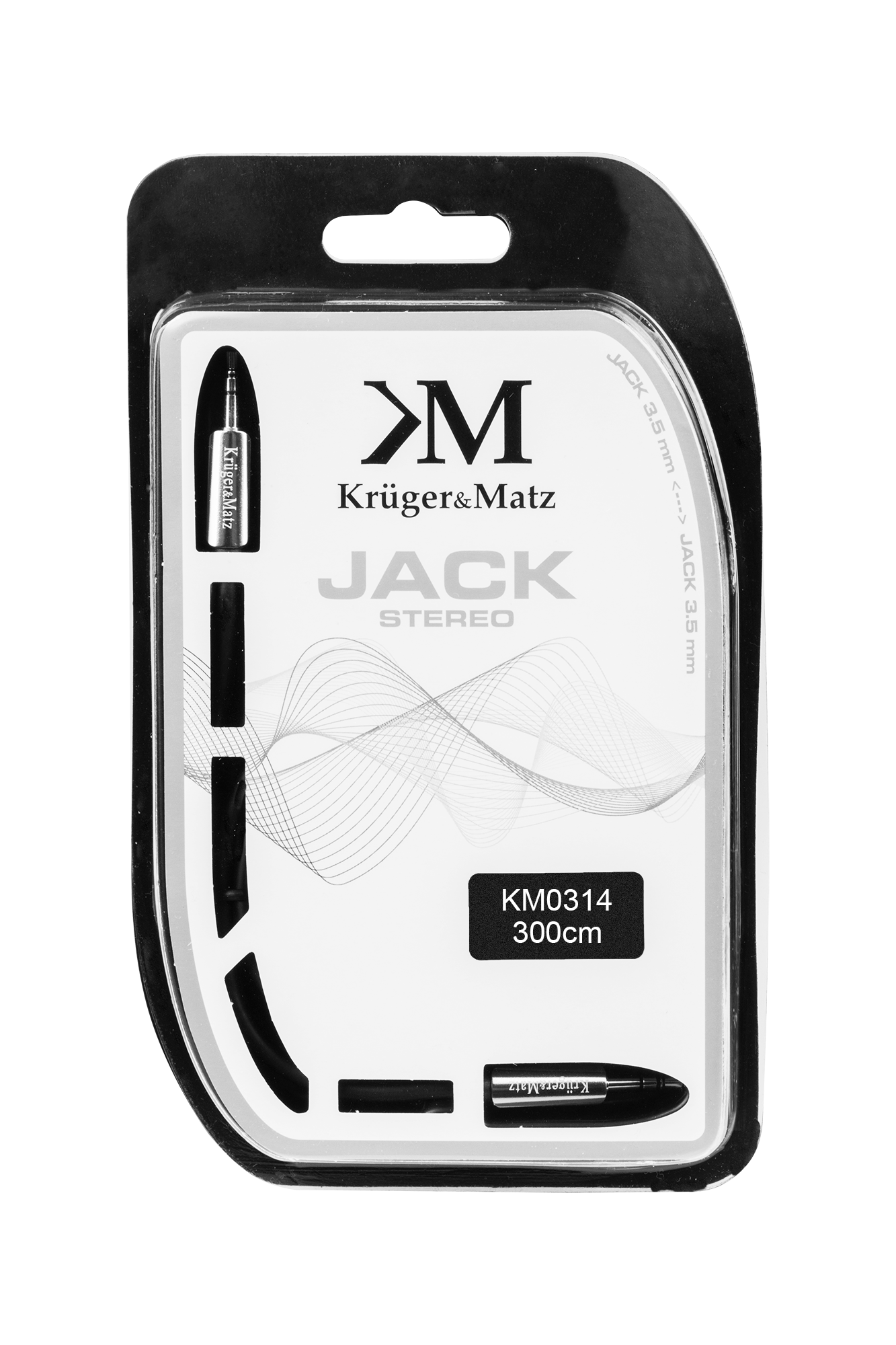 Audio laidas kabelio tiesus kištukas - tiesus lizdas 3,5 stereo 3,0 m kruger&matz