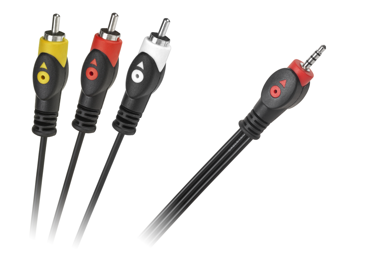 Maitinimo laidas jack 3.5 keturvietis kabelis 3 x rca 1,5 m