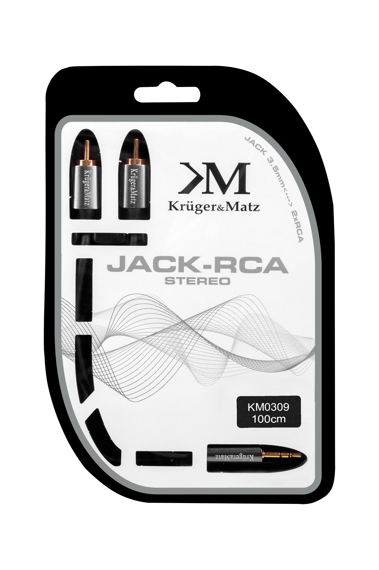 Audio laidas kabelio lizdas 3,5 - 2rca stereo 1,0 m kruger&matz