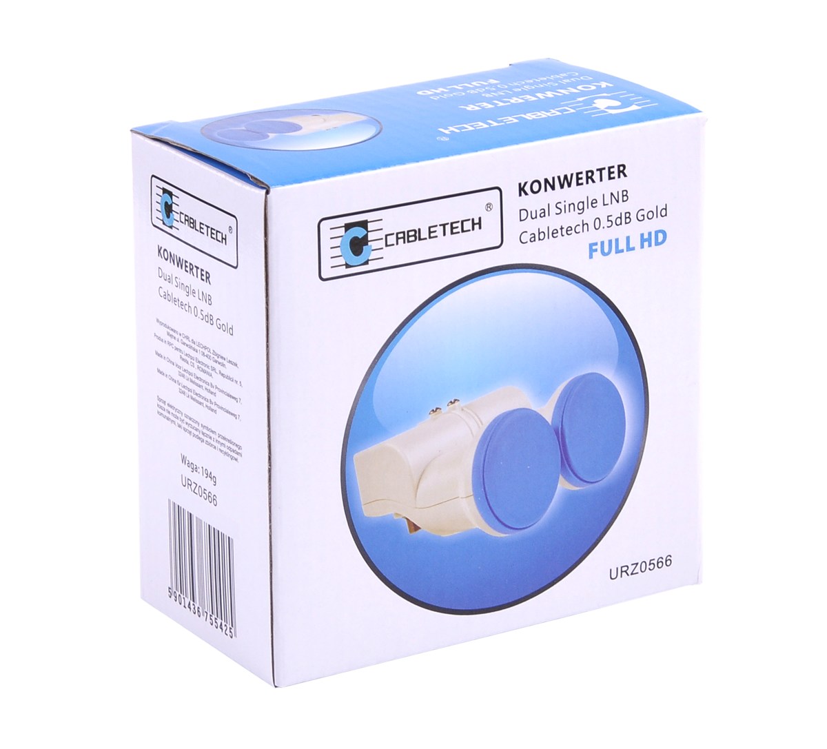 TV signalo stiprintuvas Cabletech dvigubas viengubas LNB 0.5 dB auksinis