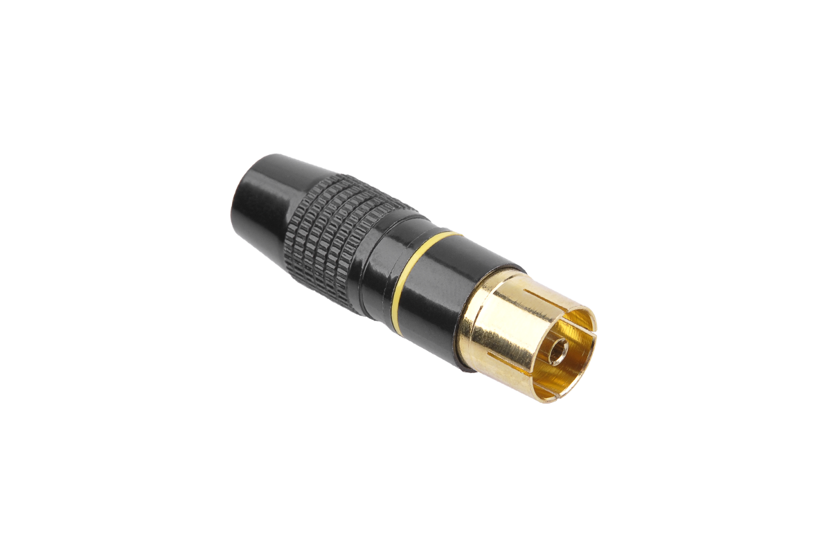 Išmaniojo (smart tv) ir televizoriaus priedas kabelio tv antenos lizdas, metalinis, juodas