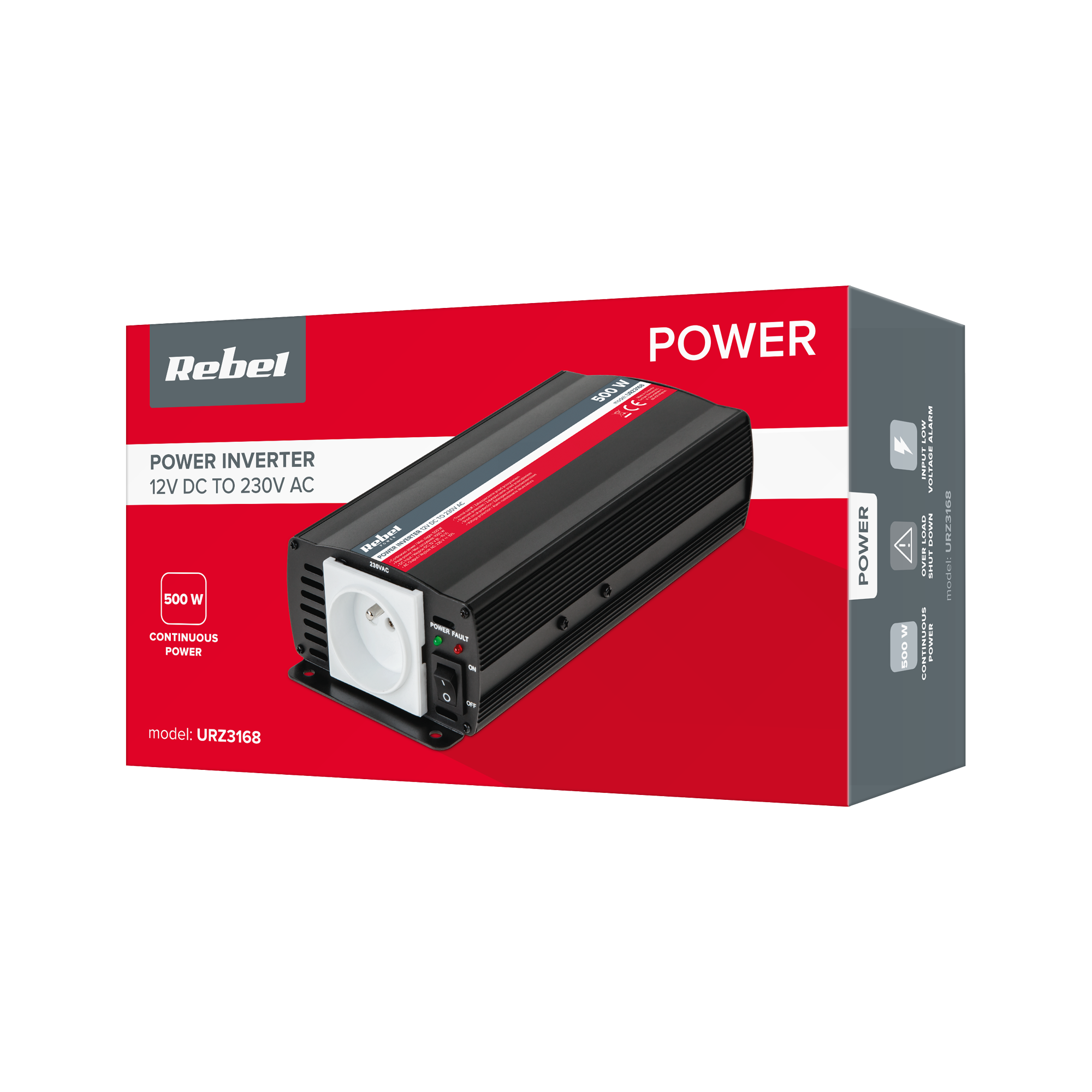Rebel 12v/230v 500w inverteris