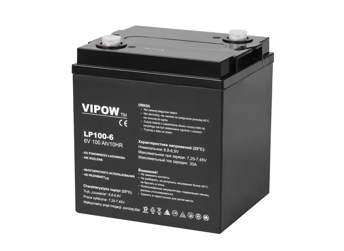 Bat0206 gelio akumuliatorius vipow 6v 100ah