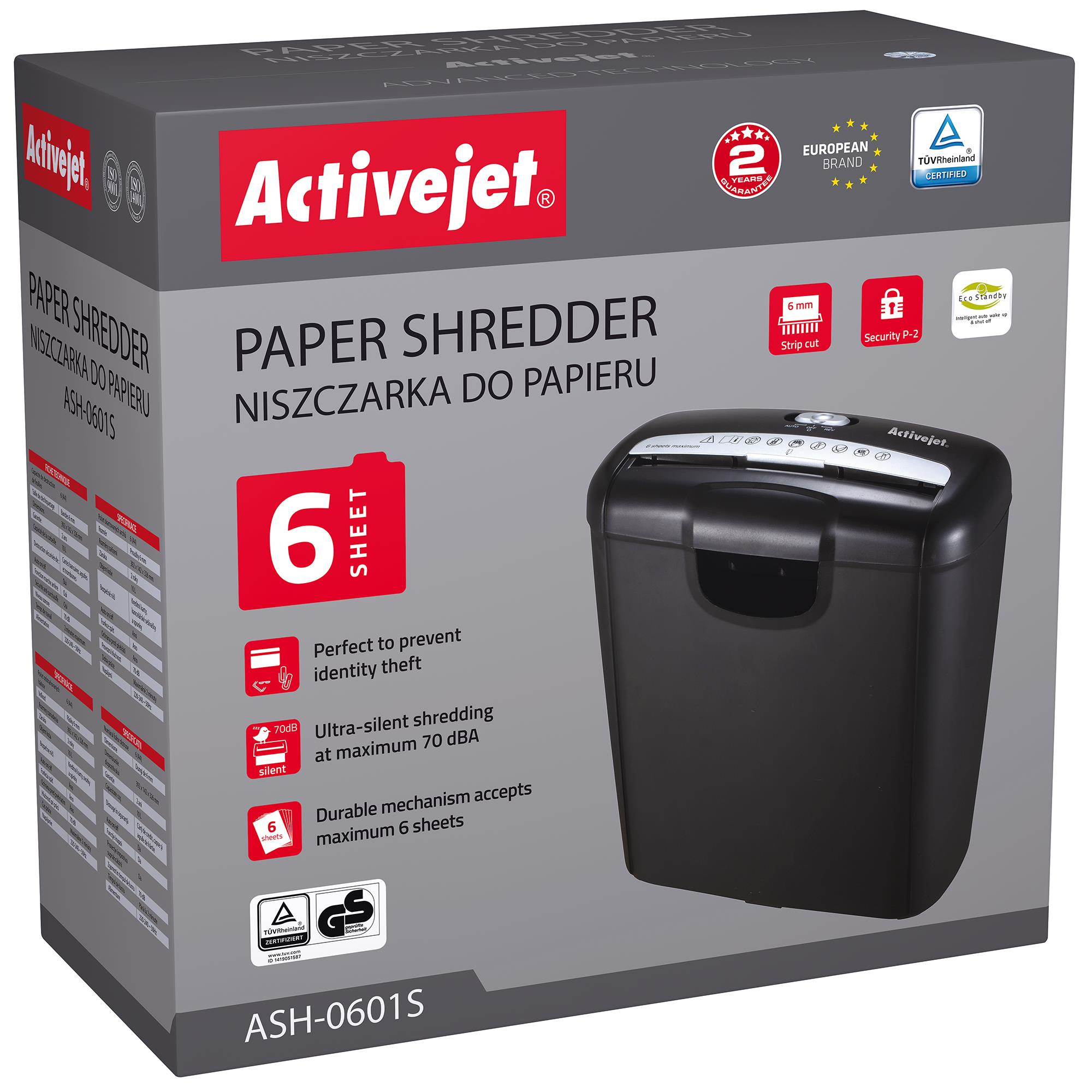 Popieriaus smulkintuvas activejet ash-0601s