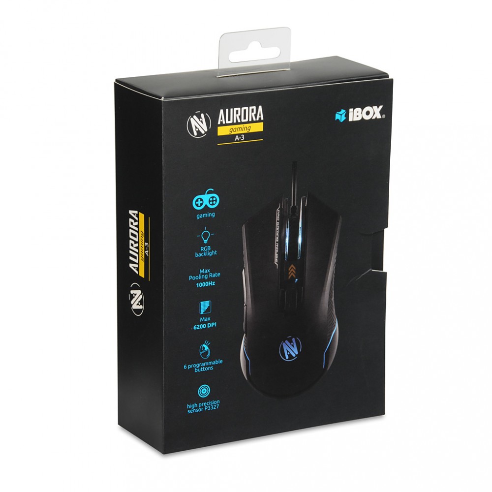 Žaidimų pelė ibox aurora a-3, juoda