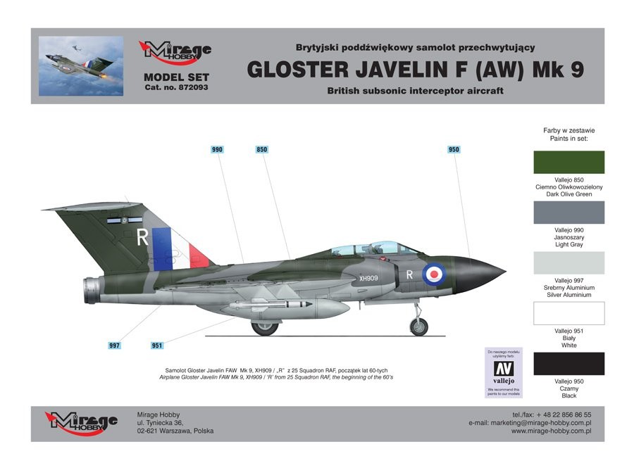 Surenkamas lėktuvo modelis „gloster javelin f mk9“ / 872093