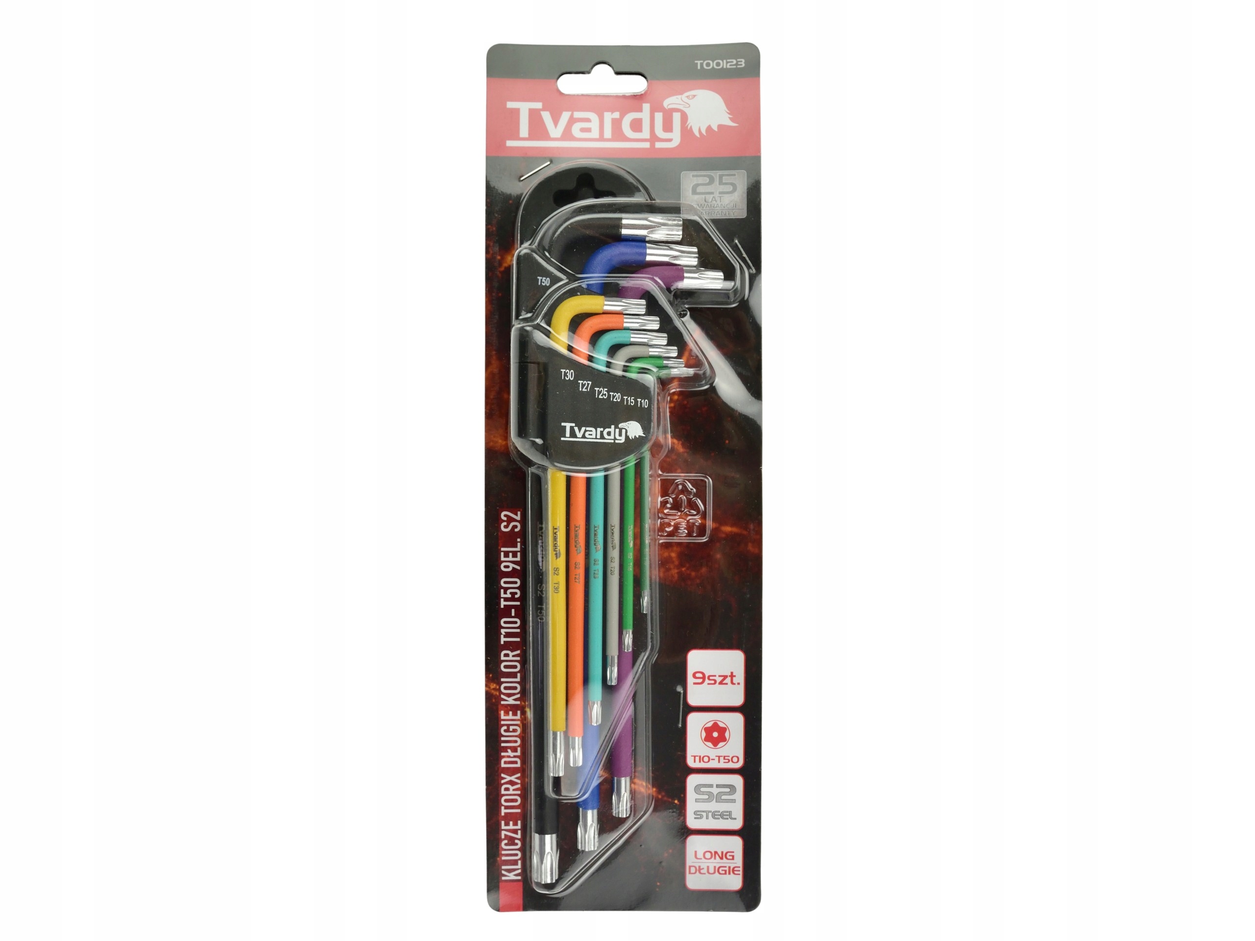 Raktai TORX 9vnt. T10-T50 ilgi, S2 (T00123)