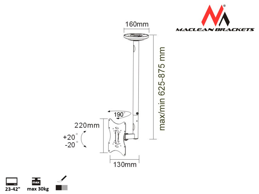 Tv laikiklis luboms maclean brackets mc-504s, 23-42”