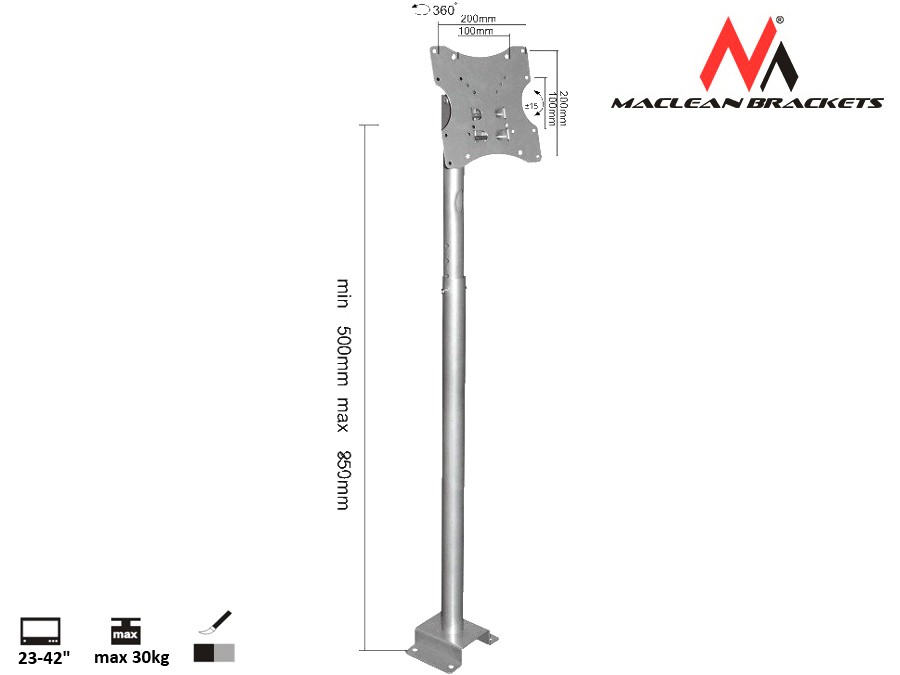 Tv laikiklis luboms maclean brackets mc-504s, 23-42”