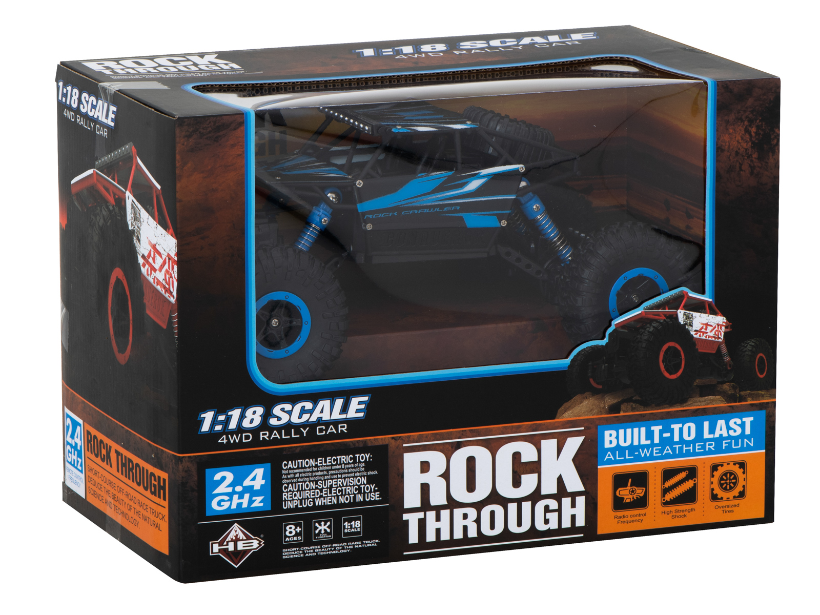 Rc automobilis rock crawler hb 2.4ghz 1:18 mėlynas