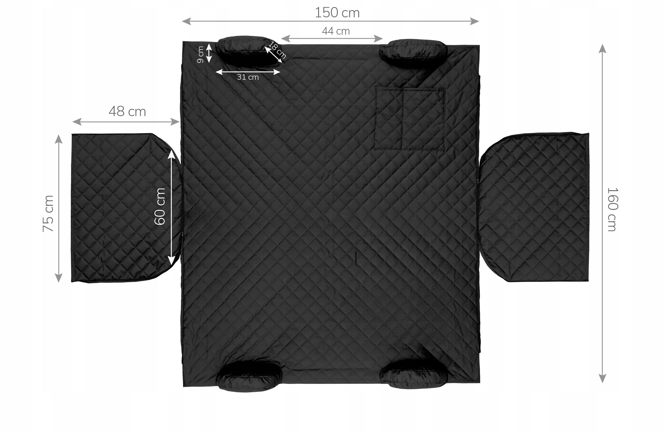 Apsauginis automobilio kilimėlis  juodas 160 cm x 150 cm