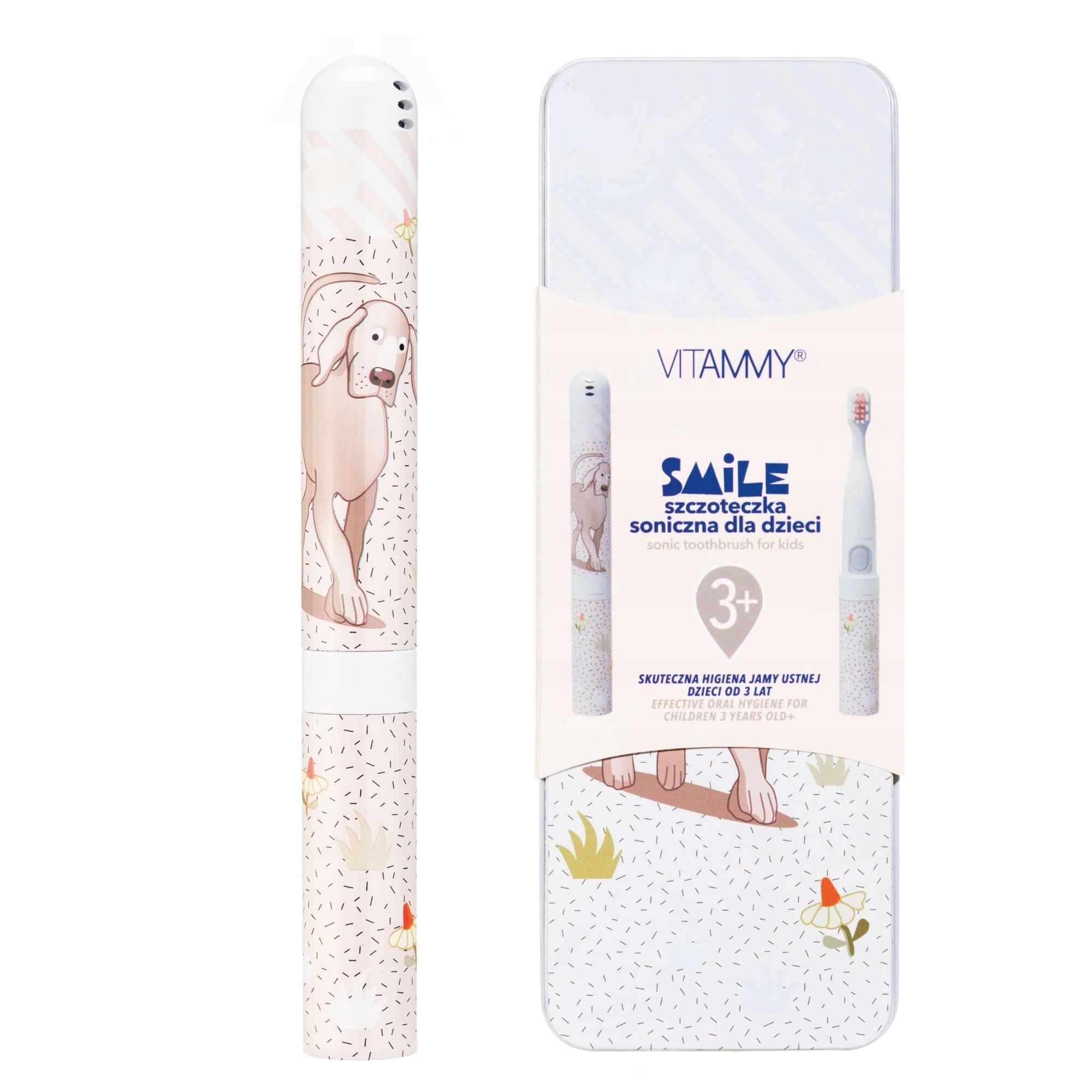 Vitammy smile soninis dantų šepetėlis vaikams 3+ su dėklu