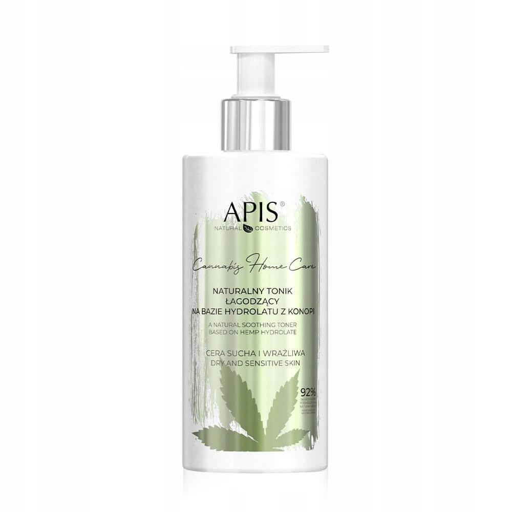 Api natūralus veido tonikas, raminantis kanapių hidrolatas 300 ml