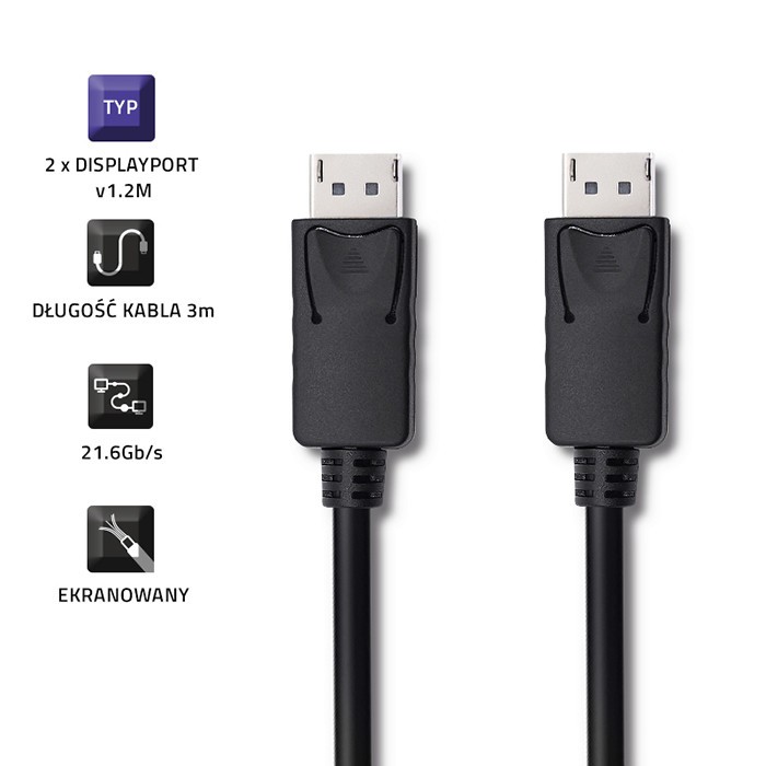 Kompiuterio laidas qoltec displayport v1.2 male, 3m