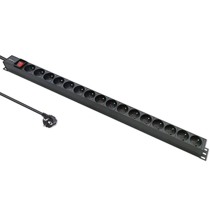 Aliumininis maitinimo juostelė pdu skirtas stovo 16a 16 x prancūzų vertikalus 18 m qoltec
