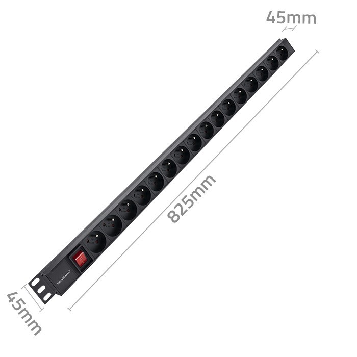 Aliumininis maitinimo juostelė pdu skirtas stovo 16a 16 x prancūzų vertikalus 18 m qoltec