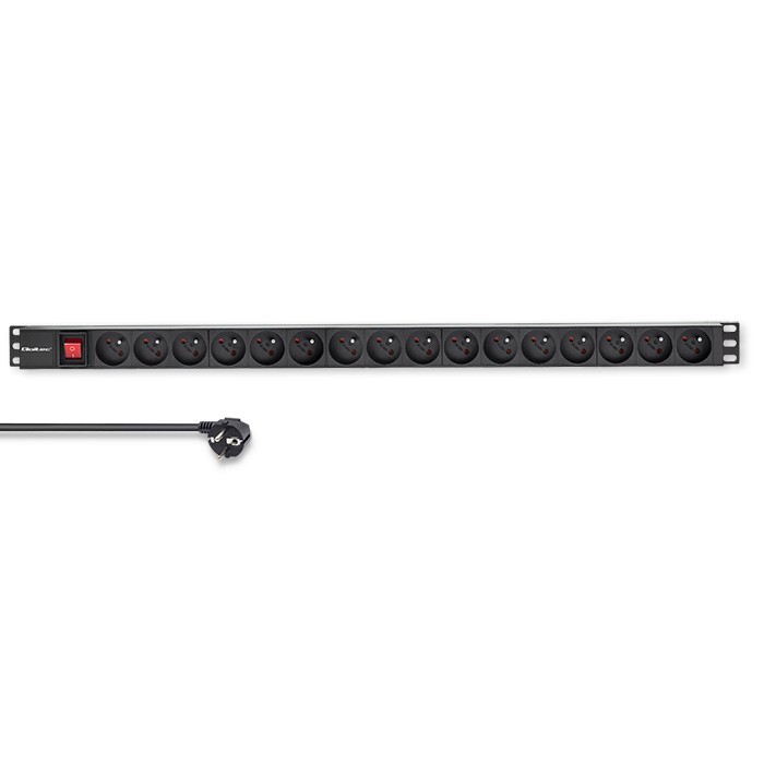 Aliumininis maitinimo juostelė pdu skirtas stovo 16a 16 x prancūzų vertikalus 18 m qoltec