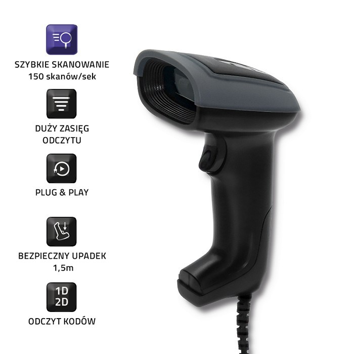 Brūkšninių kodų skaitytuvas qoltec 50863