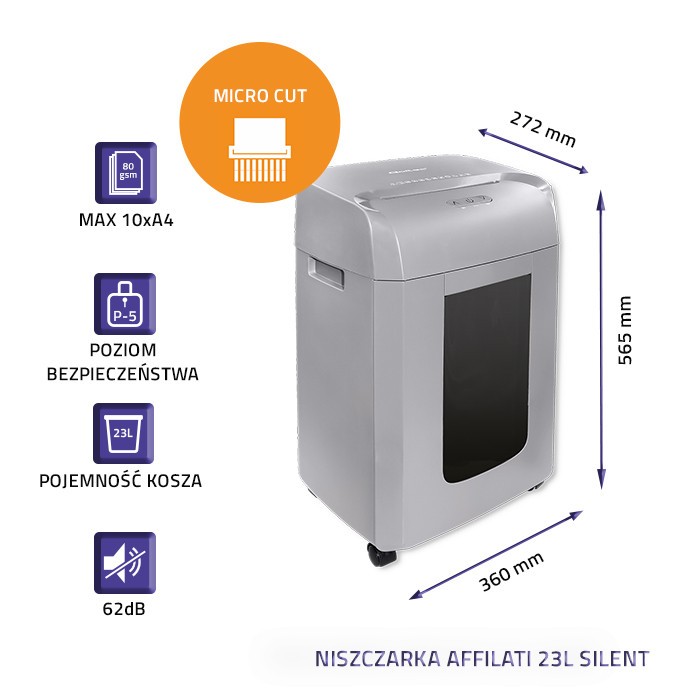 Popieriaus smulkintuvas qoltec affilati 23l silent