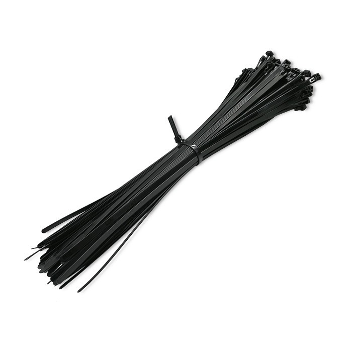 Priedas kaklaraiščiai spaustukai daugkartinio naudojimo 72*450 mm 100 vnt. nailonas66 uv juodi qoltec