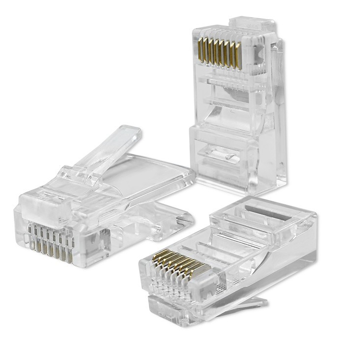 Kištukas praėjimo jungtis rj45 cat6 utp paauksuoti kontaktai 100 vienetų qoltec