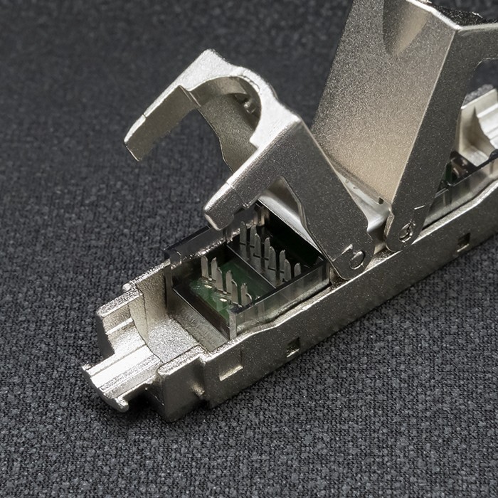 Tinklo laidas kištukas rj45 be įrankių stp cat6a lizdas kaištis t568b t568a qoltec