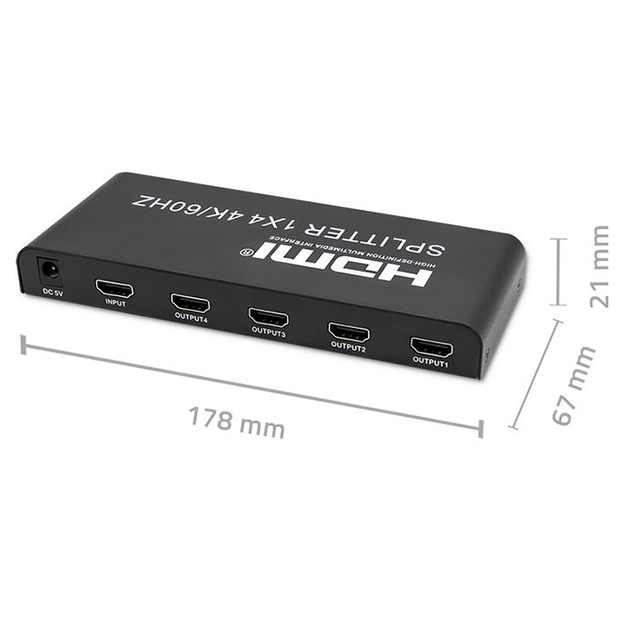 Qoltec 51799 aktyvus hdmi skirstytuvas 4 x hdmi 4k x 2k | 6gb/s | 60 hz