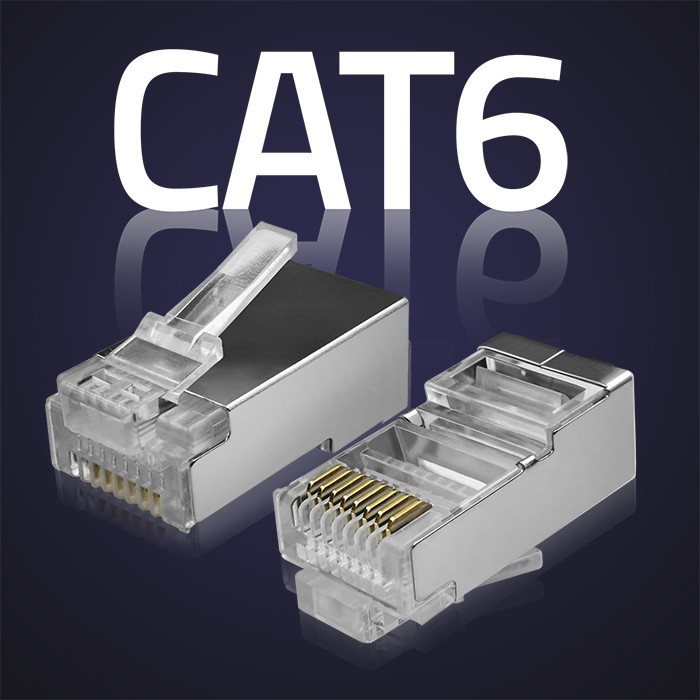 Kištukas jungtis rj45 cat6 ftp praėjimas per paauksuoti kontaktai 100 vienetų qoltec