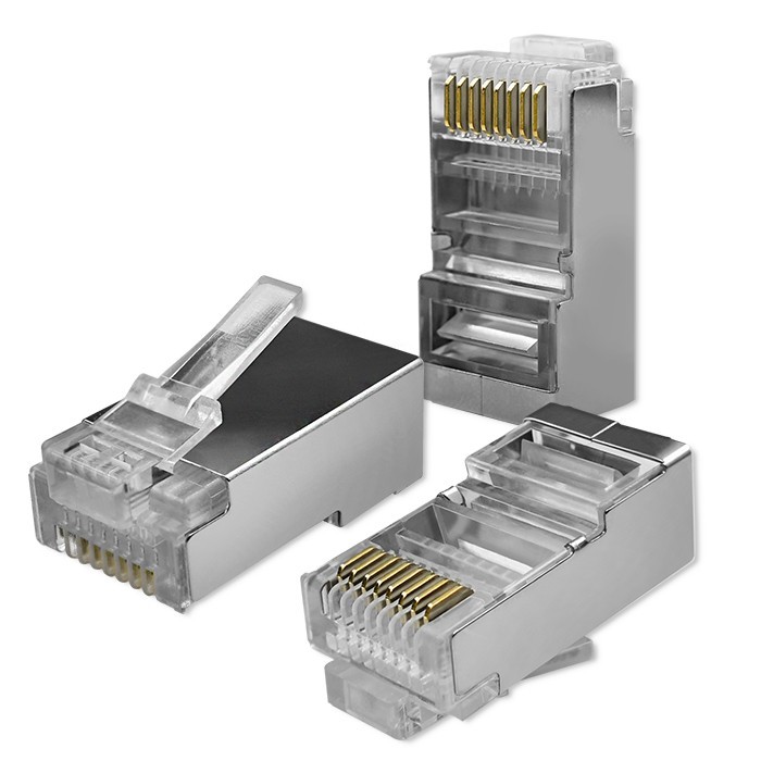 Kištukas jungtis rj45 cat6 ftp praėjimas per paauksuoti kontaktai 100 vienetų qoltec