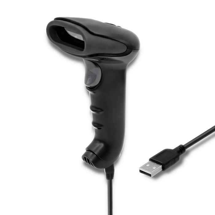 Skeneris qoltec 50866 lazerinis brūkšninių kodų skaitytuvas 1d | ccd | usb | juoda