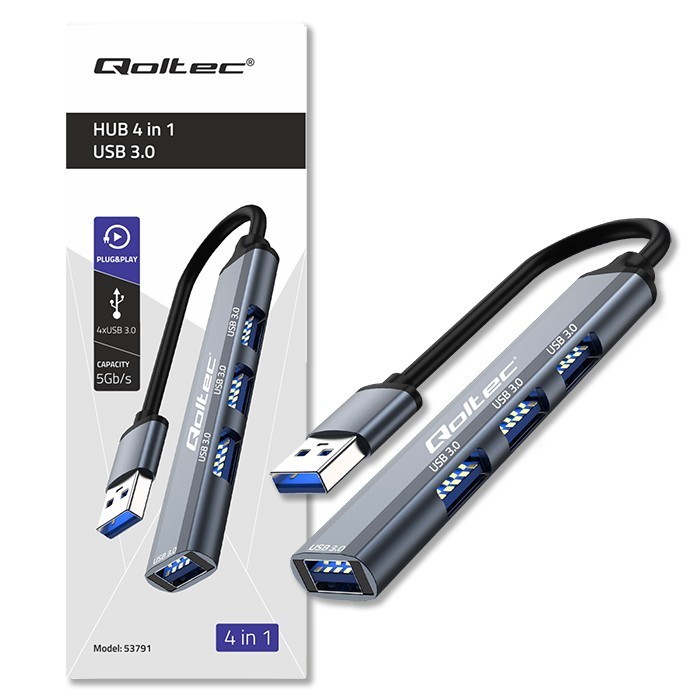 Centratorius adapteris usb 3.0 4in1 4x qoltec