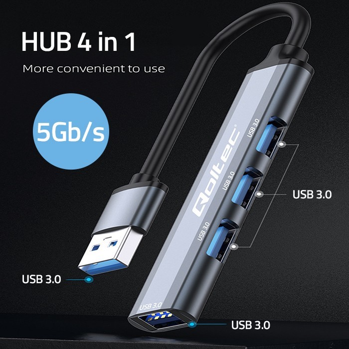 Centratorius adapteris usb 3.0 4in1 4x qoltec