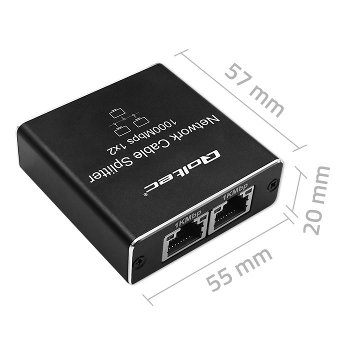 Skirstytuvas skirstytuvas mini komutatorius 1x2 prievadas rj45 1000mbps usb-c aliuminis qoltec