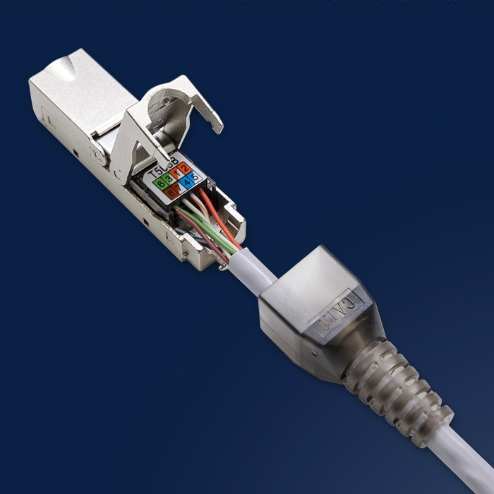 Kištukas rj45 be įrankių stp cat6 lizdas kaištis t568b t568a qoltec
