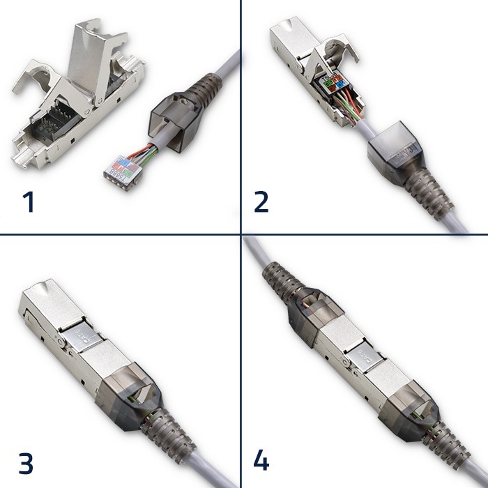 Kištukas rj45 be įrankių stp cat6 lizdas kaištis t568b t568a qoltec